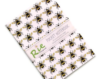 Bumblebee Notebook A6 Recycled Plain Paper Journal Jotter Notebook Sketch Bee Pocket Note Book