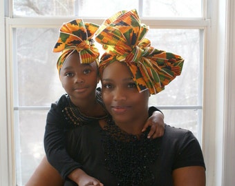 Kente Mommy and Me Headwrap, African Head Wrap, Mothers Day, Head Tie, African Clothing, African Print