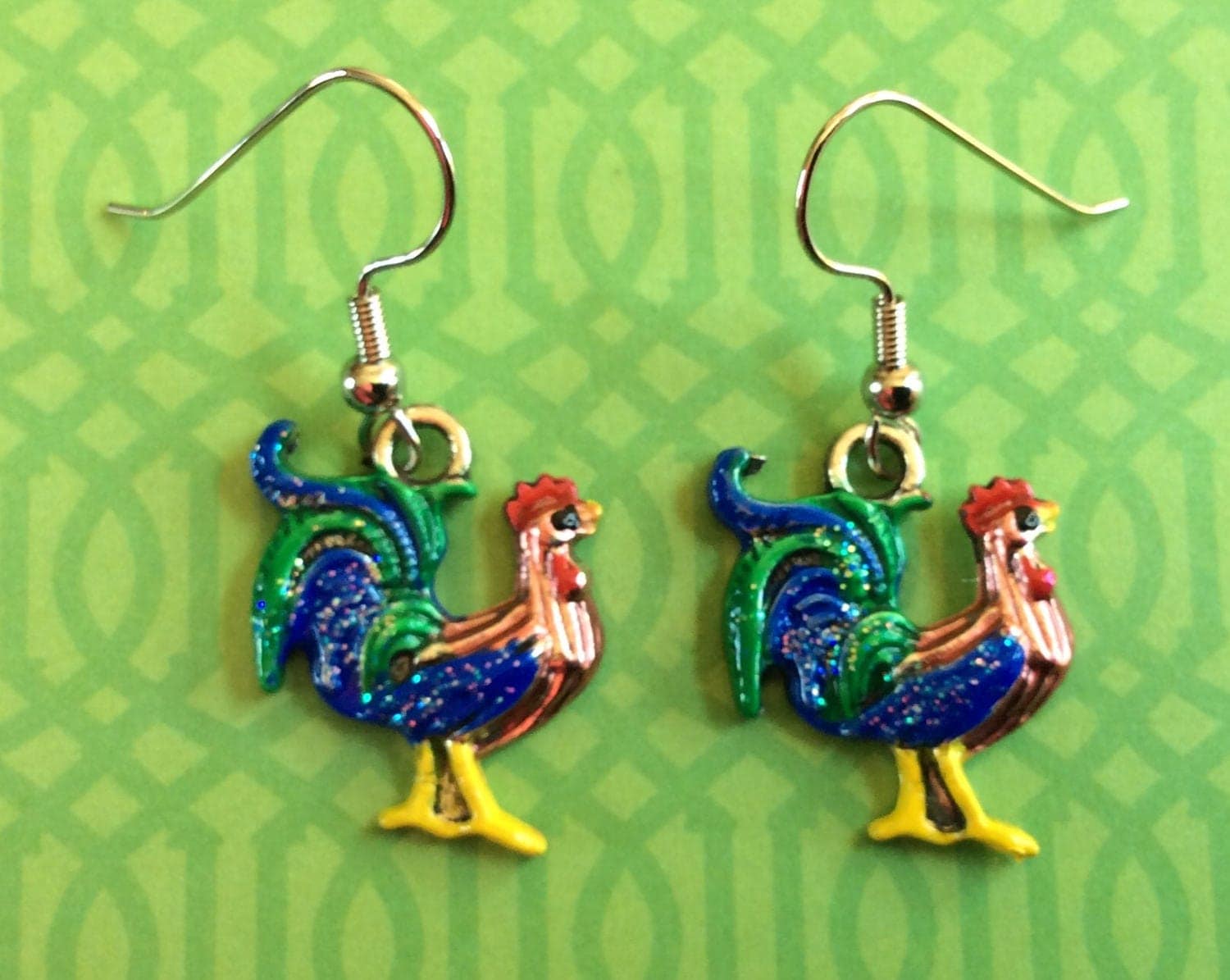 ROOSTER earrings. Chicken earrings. Bird earrings. Cock