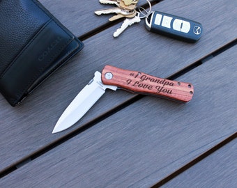 Personalized Knife, Custom Knife, Gifts for Grandpa, Pocket Knife, Custom pocket Knife, Engraved Gift for Grandpa --PK-WOOD- #1 Grandpa
