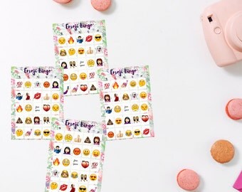 Floral, Cute & Chic Emoji Bingo Game, Bridal Shower Emoji Game, Birthday Party Emoji Game, Kids Birthday, Baby Shower Game, Printable!