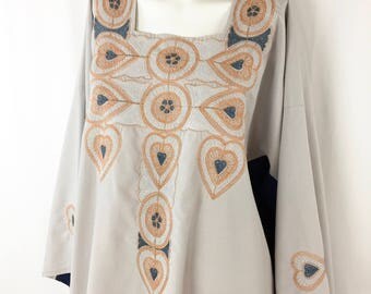 Vintage Caftan || Cotton Embroidered Caftan || Large XL