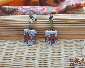 Boho earrings Stud earrings Gift for women Ethnic jewelry gift for girlfriend Boho chic Delicate jewelry cross stitch Xmas gift for sister