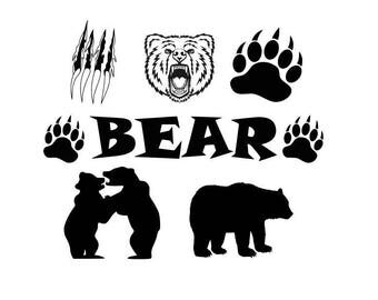 Bear Cut Files, Bear Claw Cut Files, Bear Paw Cut Files, Bear SVG Cut Files, Silhouette SVG, DXF, Eps vinyl cut Files, Cameo and Cricut Air