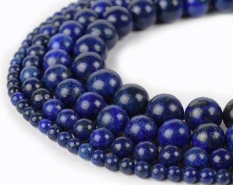 Lapis Lazuli Beads Round 4mm 6mm 8mm 10mm 12mm 15.5" Strand Loose Beads