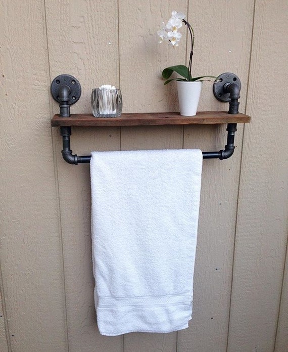 Industrial Pipe Bathroom Shelf Towel Rack