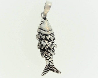 Vintage Sterling Silver Fish Charm Pendant