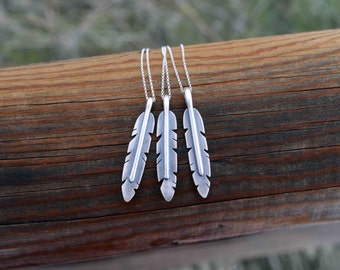 Feather Pendant, Feather Necklace Silver Feather Necklace Handmade Feather Necklace Handmade Silver Feather Necklace Sterling Silver Feather