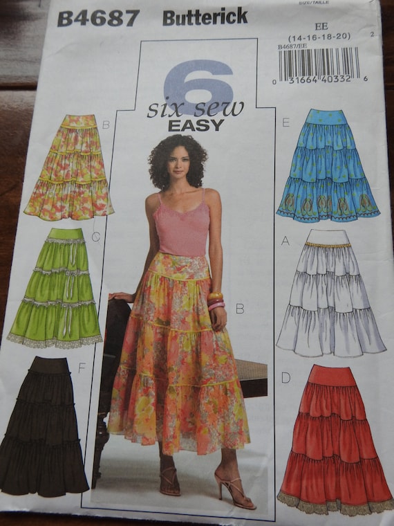 Butterick B4687 Women's Tiered Skirts Sewing Pattern