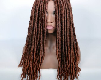 SALE! Copper Reddish Brown Faux Locs Dreadlock Crochet Wig w/ Closure