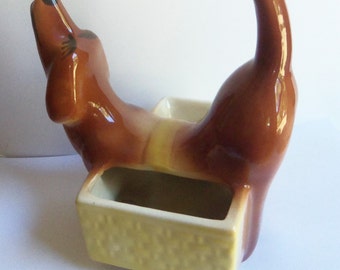 Dachshund Dresser Organizer - Ceramic Dachshund Dog Planter