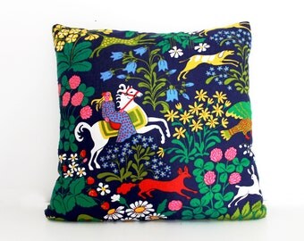 Cushion cover flowers animals cushion cover. FREE UK shipping hrow pillow. Swedish design. Scandinavian. Pillow cover.