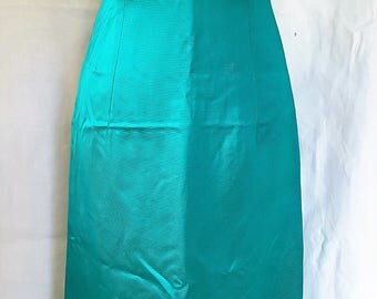 Vintage evening dress from 1960's in peacock green Made in England by Gina Gaye London. Size 8