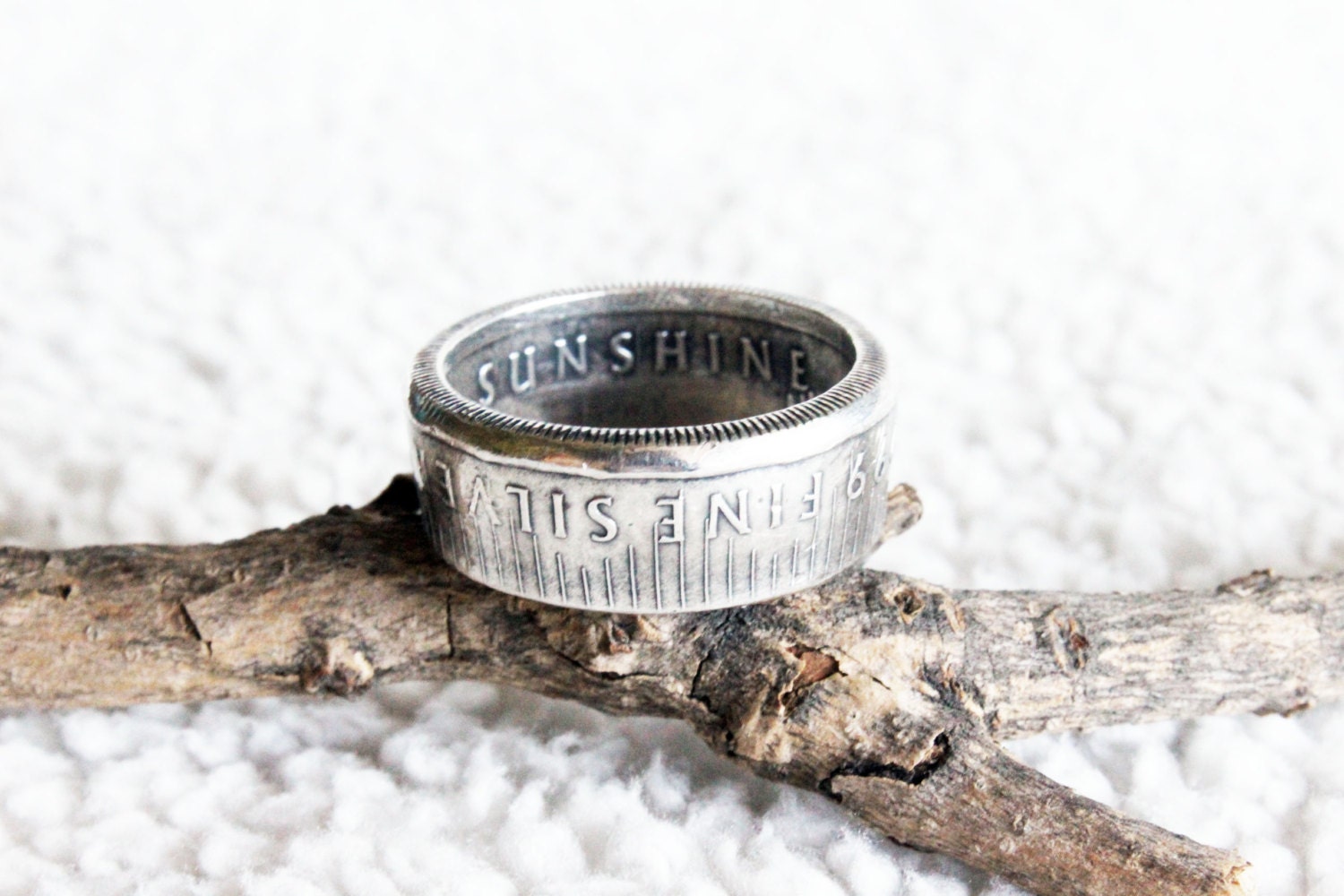 Sunshine Mint Coin Ring, Fine Silver Ring, 1/2 Ounce, Double sided Coin Ring, Coin Jewelry, Silver Ring, Mens Ring, Husband Gift, Rustic