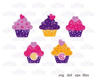 Cupcake SVG, Cupcake Monogram Frame svg, Muffin svg, Bakery svg cut files for Cricut and Silhouette, svg files