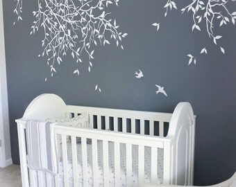 Geckoo White Tree Wall Sticker – Motivational Canopy Vinyl Decal For Kids Living Room