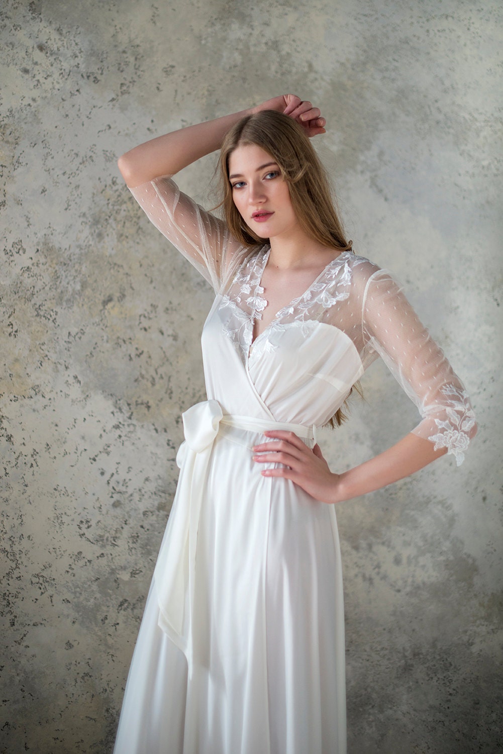 ivory satin robes