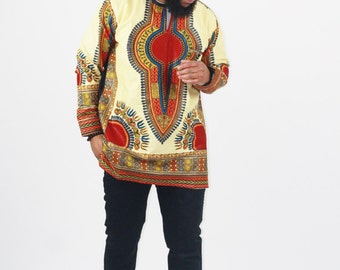 Long Sleeve Dashiki Men Top | Black back
