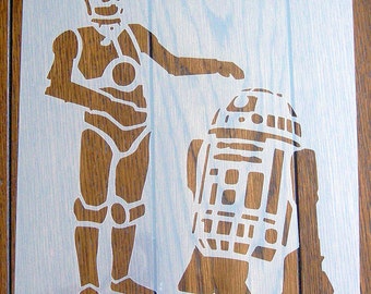 C3PO R2D2 Star Wars Droids Stencil Mask Reusable Mylar Sheet for Arts & Crafts, DIY