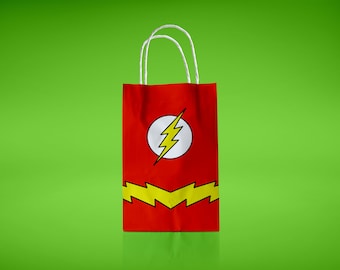 Flash Printable Favor Bags Superhero Birthday Party Supply Decorations Treat Bag Inspired Goody Bags Instant Download Gift Box Flash Decor