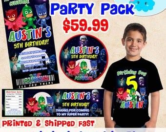 PJ MASKS Invitations Birthday Party Set, PJ Masks Birthday Shirt, Pj Masks Birthday Party