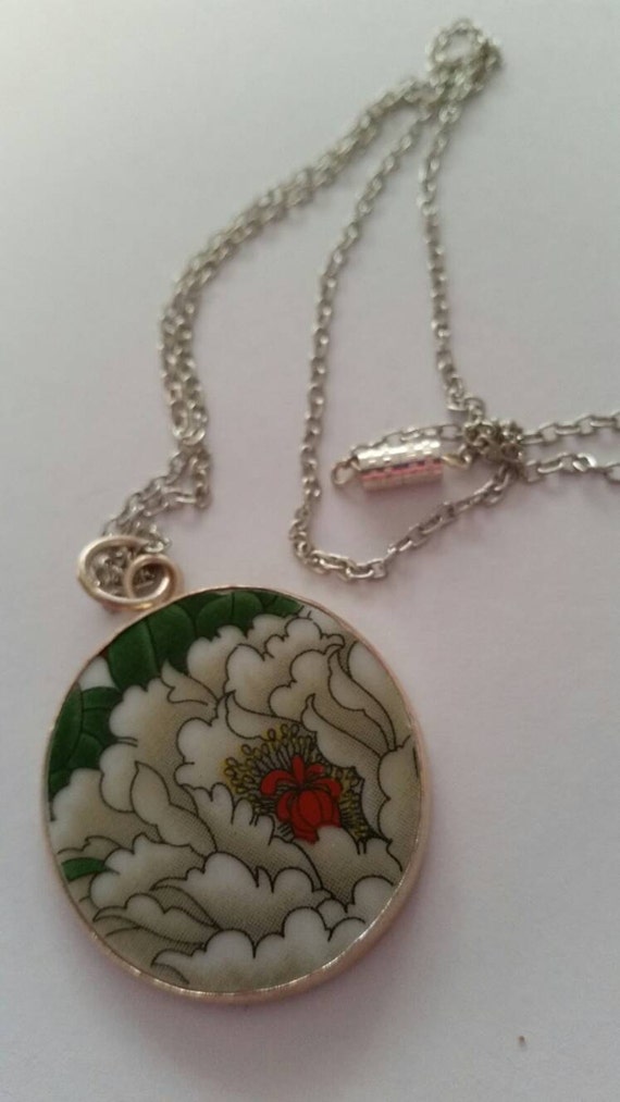 Pendant necklace Ceramic necklace Round ceramic pendant with