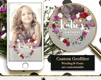 Custom Snapchat Geofilter Flower Crown Birthday. 2 OPTIONS | Birthday Geofilter, Wedding geofilter, Bachelorette, Sweet 16, Party filter