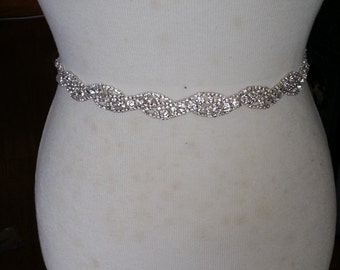 Silver Wedding Dress Sash/ Wedding Dress Belt/Crystal Sparkle Sash/ Rhinestone Sash/Wedding Dress Tie Back Belt