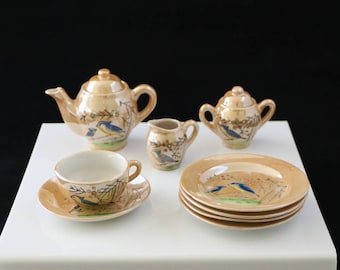 Vintage Lusterware Childs Tea set with Blue Bird