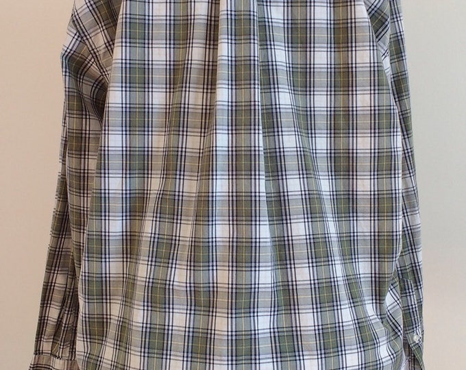Tommy Hilfiger green plaid shirt, green long sleeve oxford shirt, tartan casual button down shirt, size XL, suitable for work summer shirt