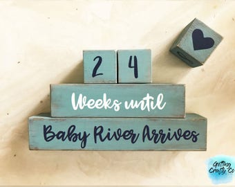 Custom Baby Countdown Blocks - Baby Blocks, Grandparents Countdown, Maternity Blocks