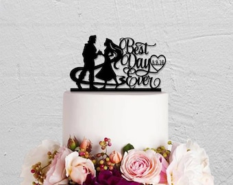 Wedding Cake Topper,Rapunzel Cake Topper,Long Hair Princess Topper,Custom Cake Topper,Best Day Ever Cake Topper,Disney Cake Topper