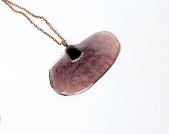 purple necklace real flower jewelry terrarium necklace/for/wife unique necklace floral jewelry pressed flower necklace gifts poppy Р21