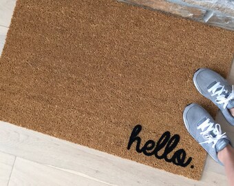 Hello Doormat, Hello Door Mat, Front Door Decor, Custom Doormat, Hello Mat, Welcome Mat, Cute Door Mat