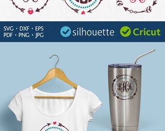 CIRCLE ARROWS svg cut Monogram Frame svg download Round arrow monogram border svg Cricut digital vinyl image dxf Silhouette Arrow Frame svg