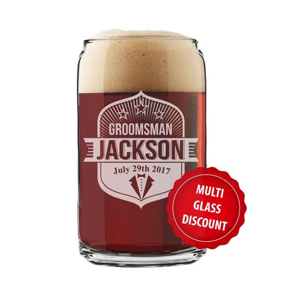 Personalized Beer Glass Can Beer Can Glasses Groomsmen Beer