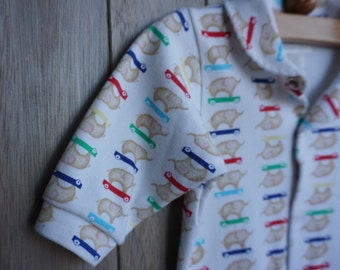 1990s Carters Elephant Onesie Pajamas -0-3 months