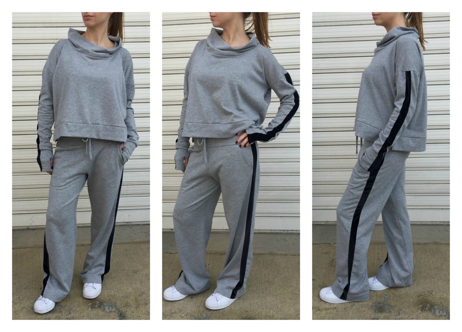 Grey Casual Sport Set / Women Top and Pants / Casual