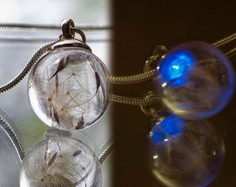 Glow in The Dark Jewelry Dandelion Necklace Graduation Gift Make a Wish Necklace Dandelion Seed Terrarium Necklace Gift Best Friend Gift