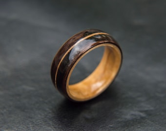 Maple / Ebony / Guitar string ring, Mens Wedding band, Wooden wedding band, Mens wedding ring