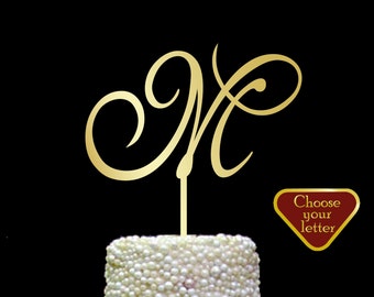 Letter M cake topper, Gold Initial Cake Topper, Wedding Cake Topper Single Letter, Single Letter Cake Topper, Monogram Cake Toppers, CT#009