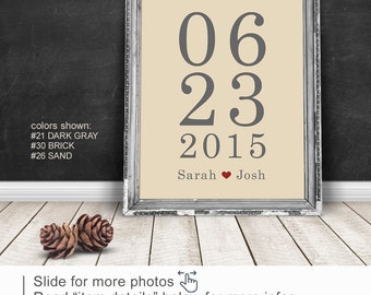 1 Year Anniversary Gift for her, Wedding date sign PRINT/CANVAS/DIGITAL, Anniversary gift husband, Personalized Wedding Gift,1 Year Together