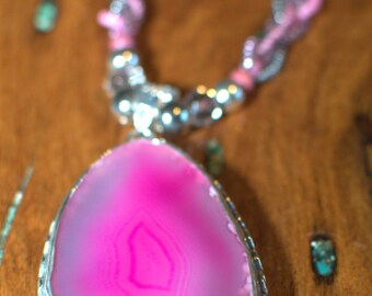Hand Knotted Pink Agate Necklace main image 0