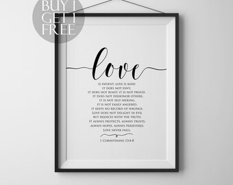 Love print Modern Art Love is patient Love is kind Love poster Valentines day decor Wall Art Print Scripture printable Scandinavian Art