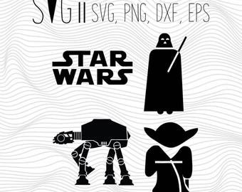 Darth Vader Svg, Star Wars Svg, Darth Vader Yoda At At Svg Files For Silhouette For Cricut, Vector Cutting Files Vinyl Decal, Monogram Svg