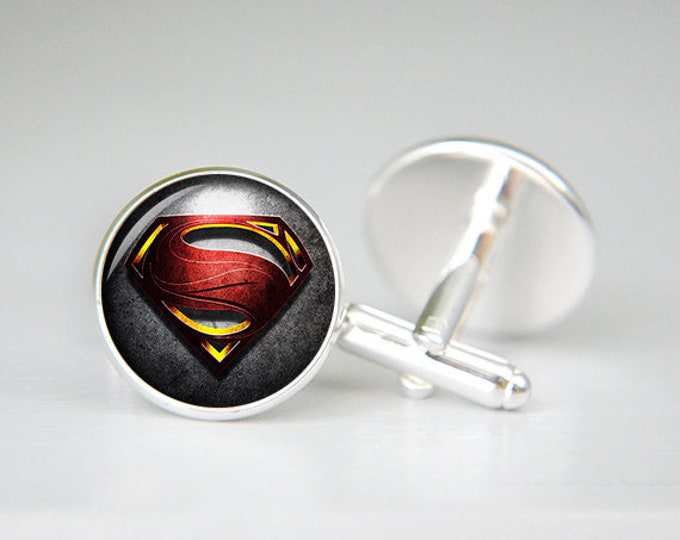 superhero cufflinks, Personalized cuff links Superman Cufflinks, cool gifts for men, Superman Jewelry
