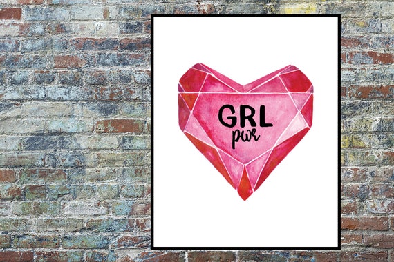 GRL pwr Print, Feminist Printable, Equal Rights Print, Strong Girls, Motivational Feminism Print, Instant Digital Download, Wall Art Decor