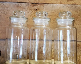 Set of 3 Vintage Glass Storage Jars