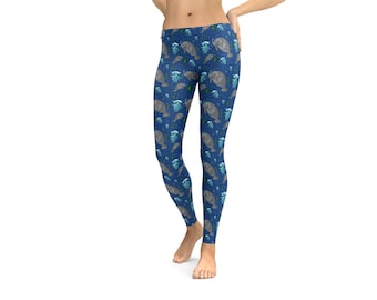 Leggings Manatee Leggings or Capris Woman's Leggings Printed Leggings Yoga Workout Exercise Pants Crazy Unique Funny Leggings Tight Pants