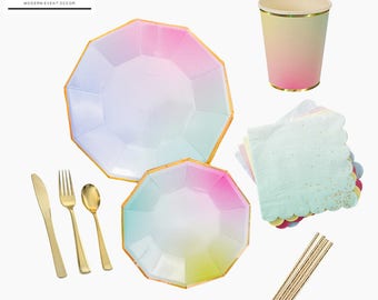 Rainbow Unicorn Party in a Box Kit, Party Kit, Party Plates , Mermaid Party, Pastel Party, Unicorn Party, Rainbow Party, Party Box,Party Kit
